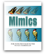 Mimics for four piccolos/flute